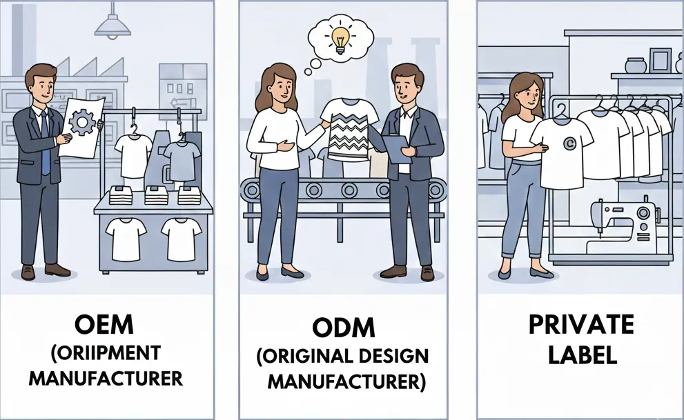 Types of Clothing Manufacturers Explained: OEM, ODM, and Private Label